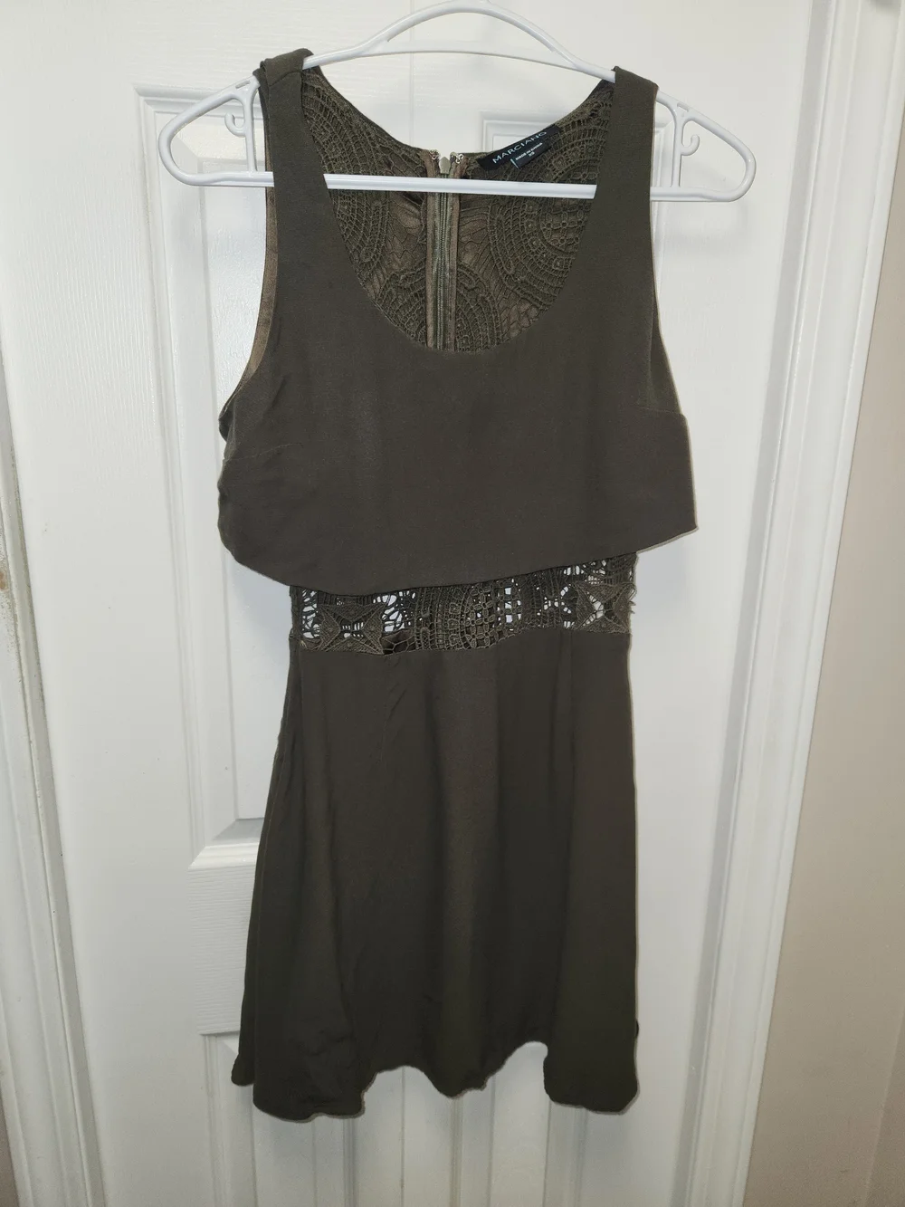 🍉Olive Crochet-Waist Fit & Flare Dress - Picture 4 of 8
